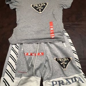 PRADA shorts & t shirt set outfit size medium unisex